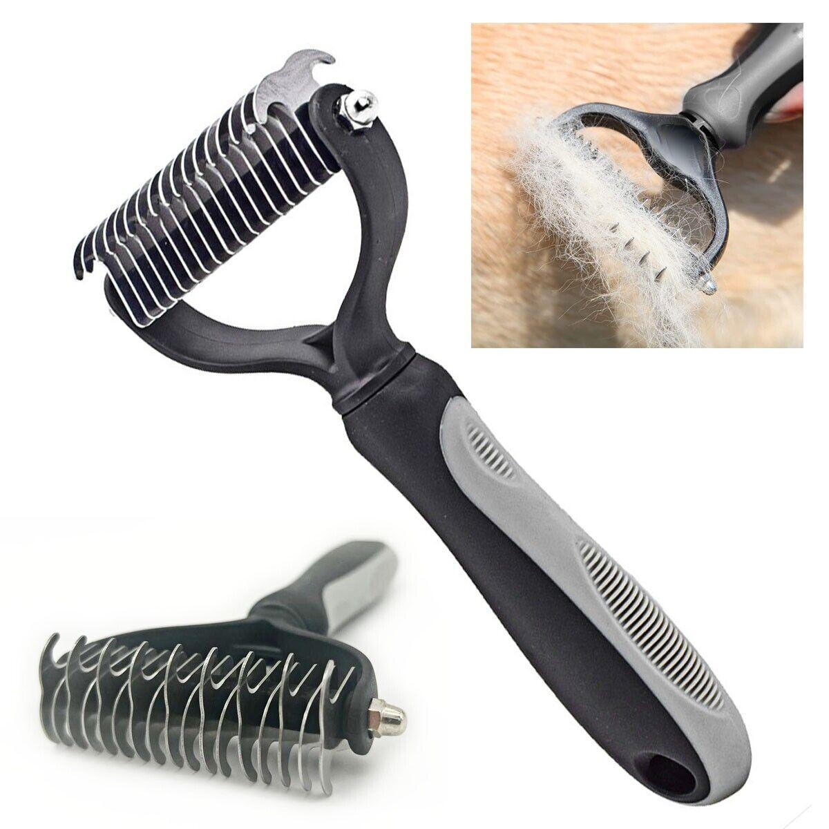 Professional Pet Grooming Tool 2 Sided Undercoat Dog Cat Shedding Comb Brush Pet - Dog Hugs Cat