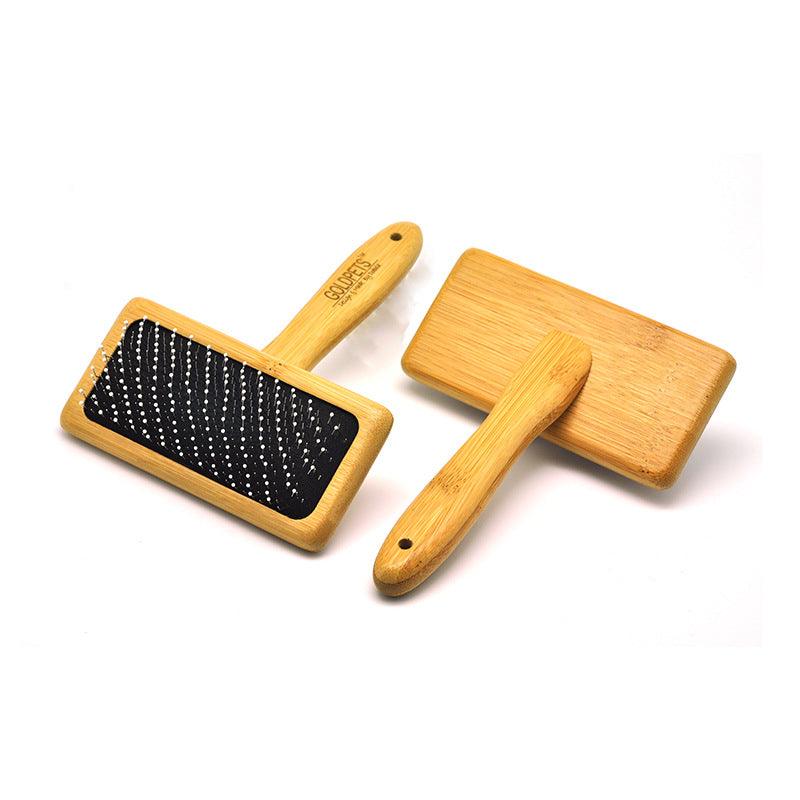 Pet Grooming Bamboo Wood Air Cushion Needle Comb - Dog Hugs Cat