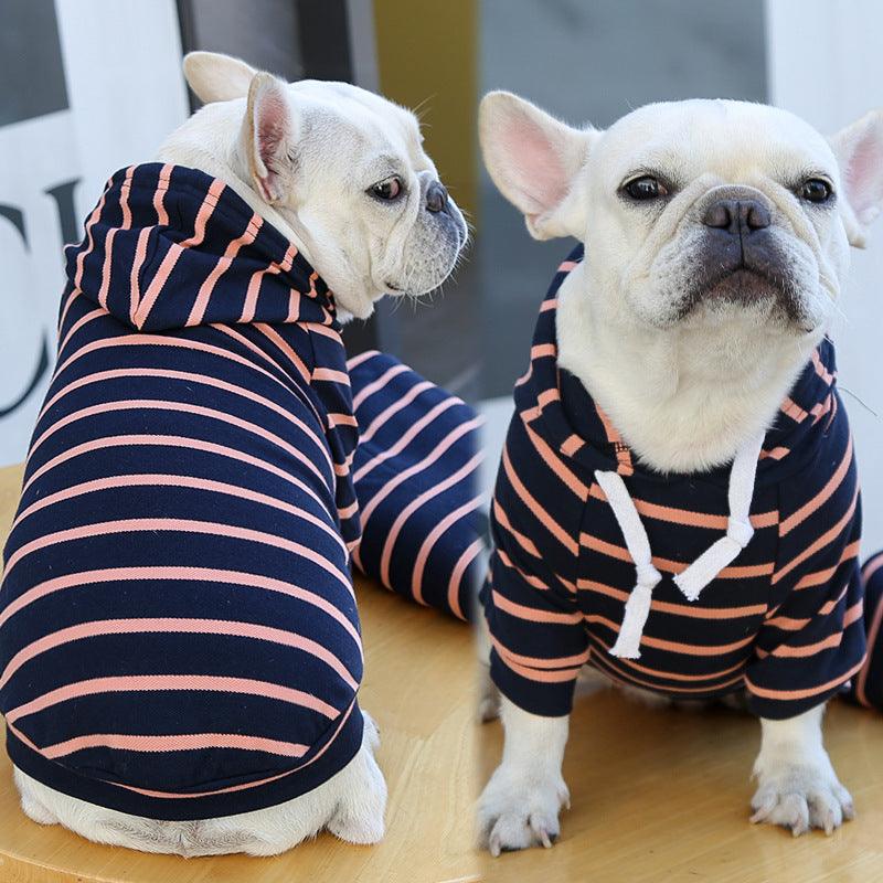 Pet Dog Cat Hoodie Striped Clothes - Dog Hugs Cat