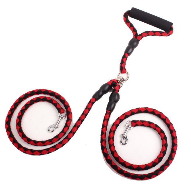 Double-Ended Traction Rope For Walking The Dog Hand-Double-Ended Traction Rope One Plus Two Leash Collar Pet Supplies Dog Collar - Dog Hugs Cat