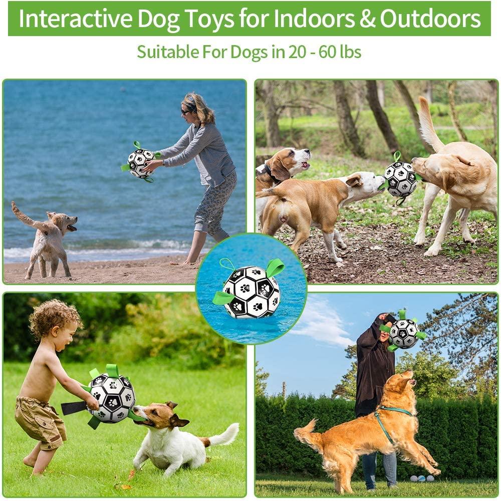 Dog Toys Interactive Pet Football Toys With Grab Tabs Dog Outdoor Training Soccer Pet Bite Chew Balls For Dog Accessories - Dog Hugs Cat