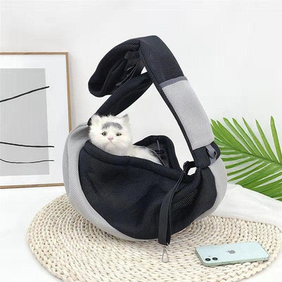 Cat And Dog Travel Portable Messenger Shoulder Bag Breathable Mesh - Dog Hugs Cat
