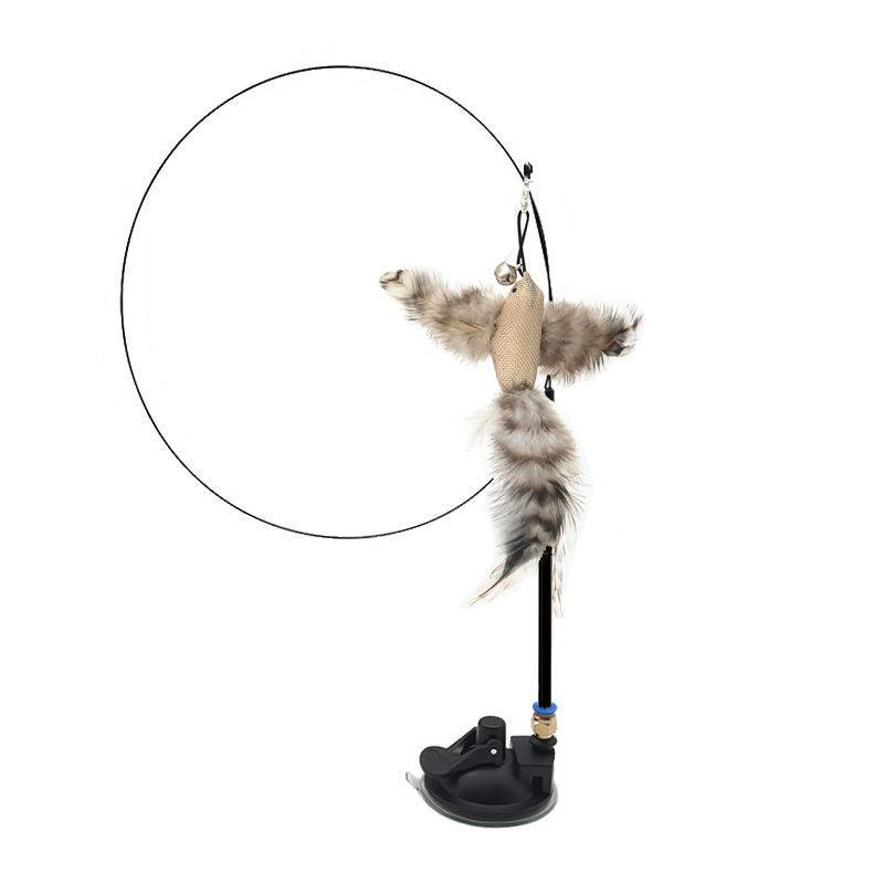 Cat Teaser Stick Can Replace The Head Steel Wire Feather Pole Can Replace Toys - Dog Hugs Cat