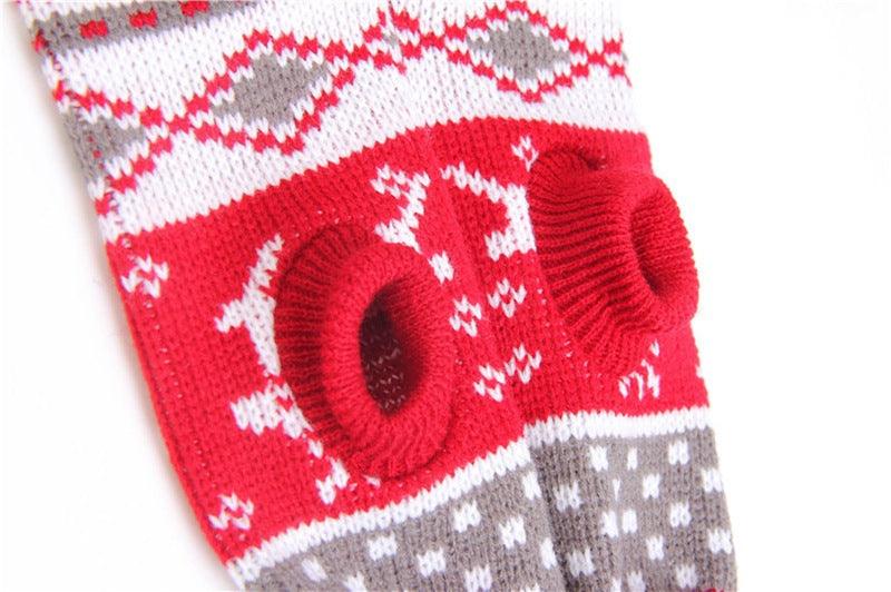 Christmas Print Pet Dog Turtleneck Knitted Sweater - Dog Hugs Cat