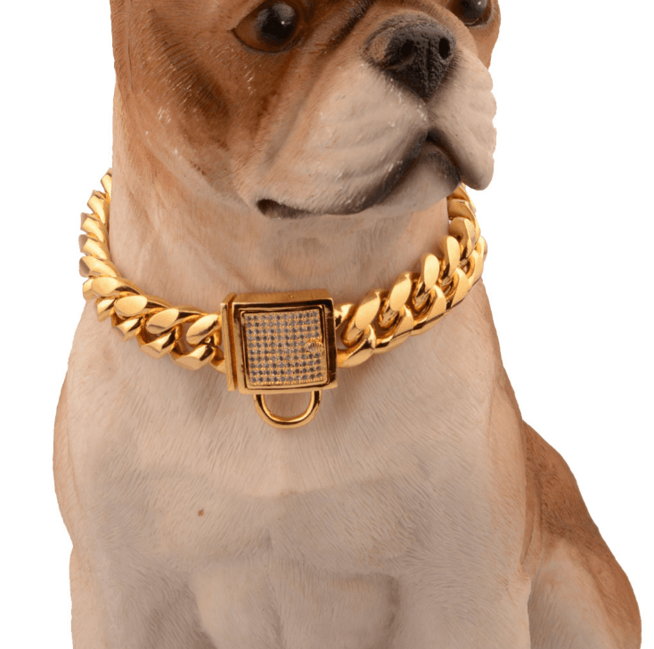 Stainless Steel Titanium Steel Gold Encryption Chain - Dog Hugs Cat