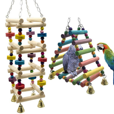 Parakeet Bird Toy Amusement Park Swing Stand - Dog Hugs Cat