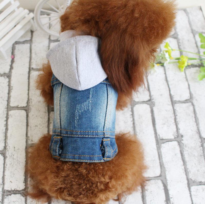 Designer Dog Clothes Small Dog Denim Jacket Coat Cat Costume Puppy Jeans Vest Spring Clothing - Dog Hugs Cat
