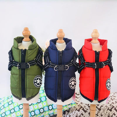 Waterproof Dog Clothes Winter Dog Coat With Harness Warm Pet Clothing Big Dog Jacket Chihuahua Labrador Coat Costume - Dog Hugs Cat