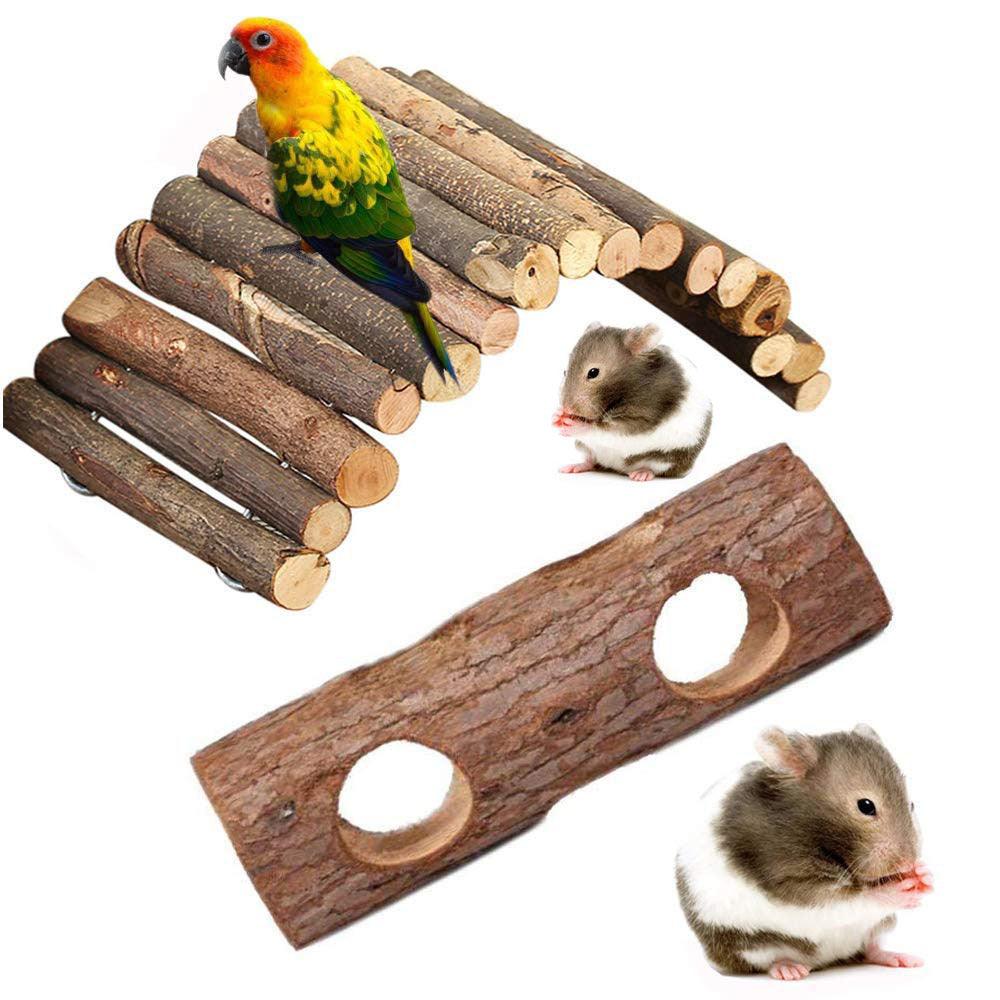 Hamster Wood Pipe Toy Tree Tube - Dog Hugs Cat