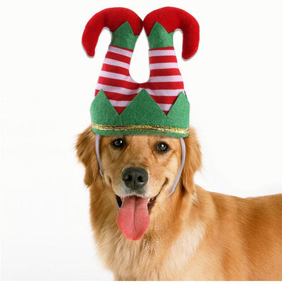 Pet Christmas Dress Up Dog Christmas Hat Pet Funny Striped Clown Hat Dog Christmas Ornaments Pet Headgear Supplies Accessories - Dog Hugs Cat