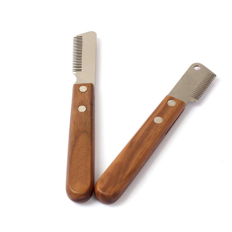 Pet Plucking Knife Comb Wooden Handle Terrier Dog Supplies Pet Shaving Knife Styling Grooming Comb - Dog Hugs Cat