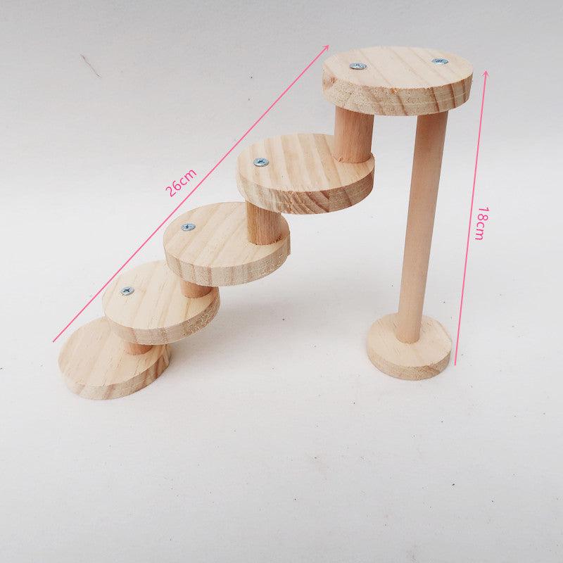 Hamster Toy Solid Wood Spiral Staircase - Dog Hugs Cat