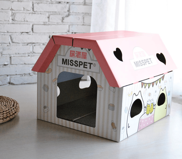 Izakaya Coffee House Cat Scratch Board Cat Litter Cat Toy Corrugated Paper Cat House Sharpener - Dog Hugs Cat