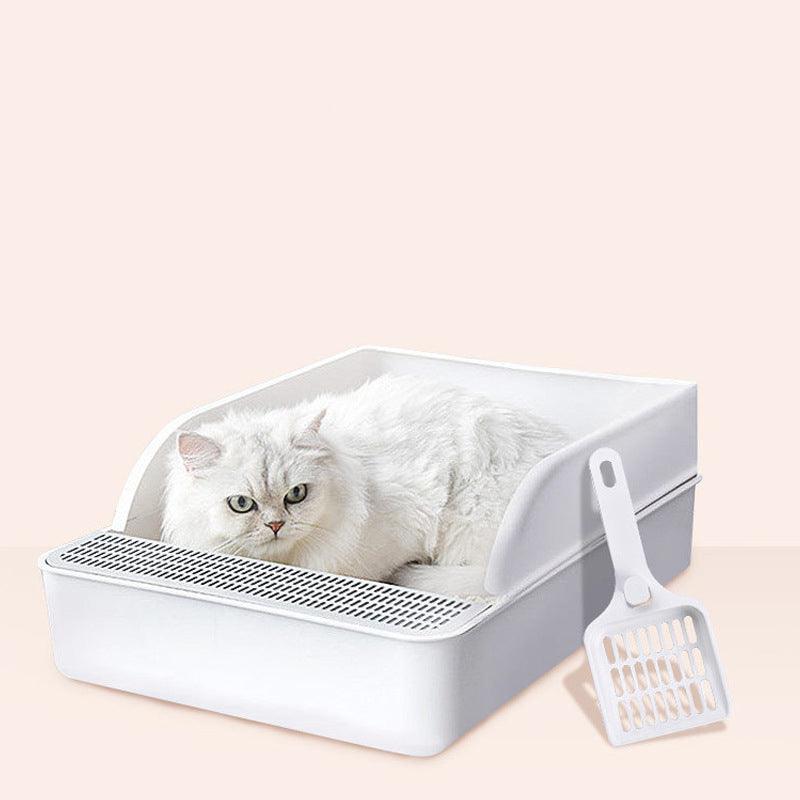 Pet Large Semi-Enclosed Plastic Litter Box - Dog Hugs Cat