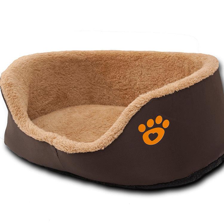 Soft Warm Wool Dog Bed Round Shape Pet Sofa - Dog Hugs Cat