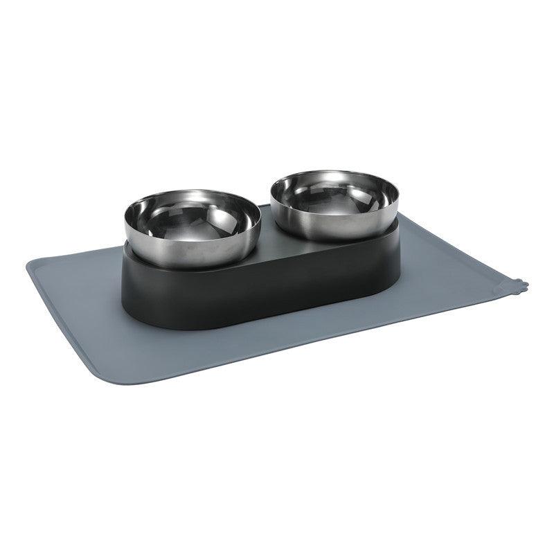 Pet Cat Dog Stainless Steel Feeder - Dog Hugs Cat