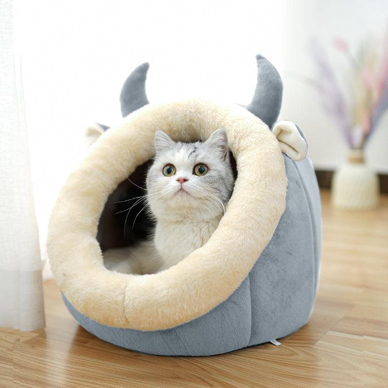 Cat House Villa Enclosed Cat Supplies Bed - Dog Hugs Cat