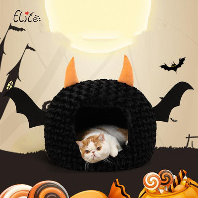 Halloween Little Devil Pet Nest Short Plush Fully Enclosed Warm - Dog Hugs Cat