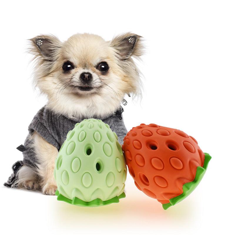 Pet Toy Chew Resistant Strawberry Leak Food Ball Pet Supplies Dog And Cat Toys - Dog Hugs Cat