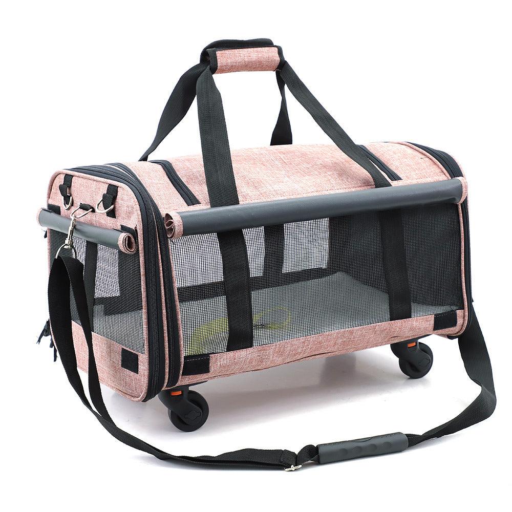 Universal Wheel Folding Travel Cat Bag - Dog Hugs Cat