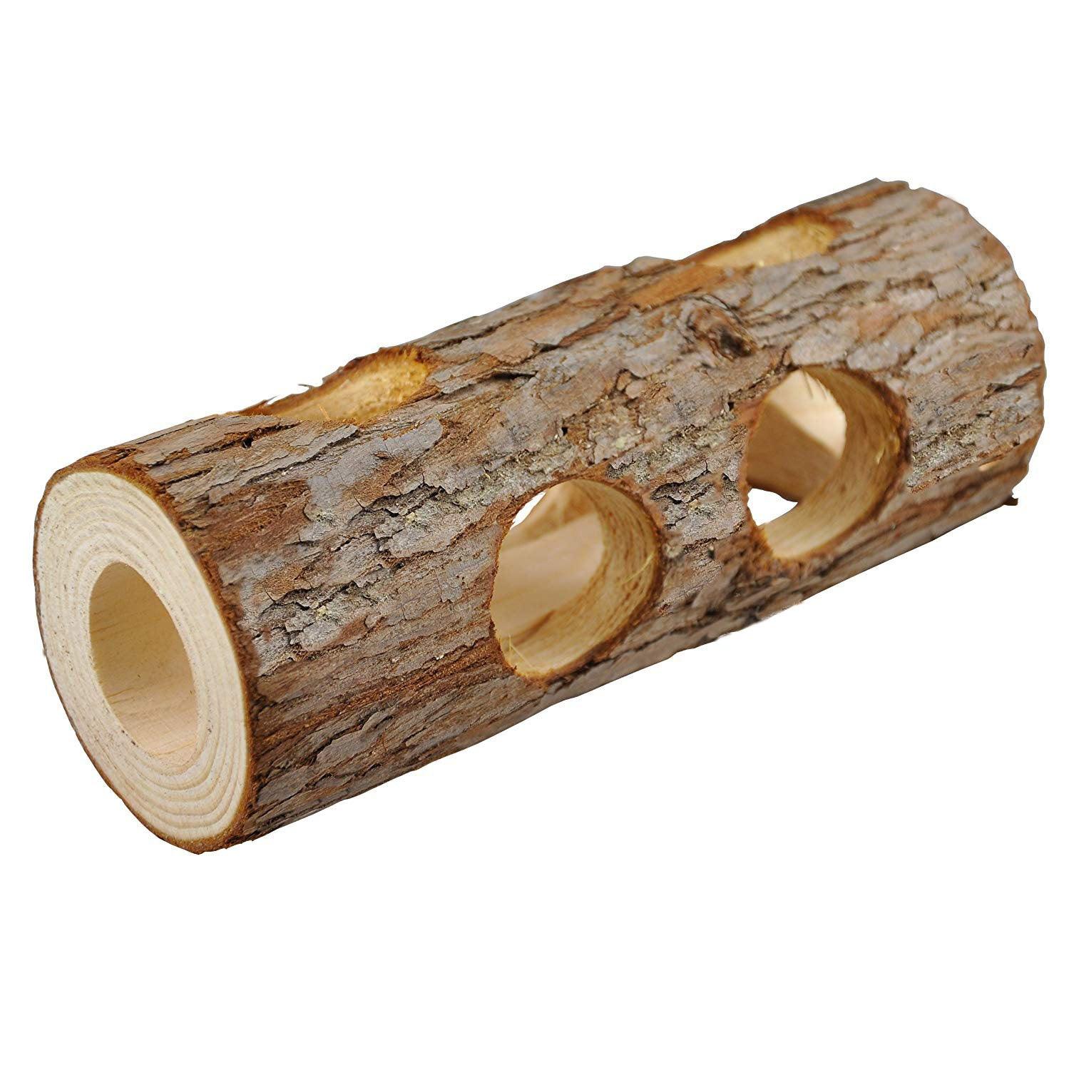 Hamster Wood Pipe Toy Tree Tube - Dog Hugs Cat