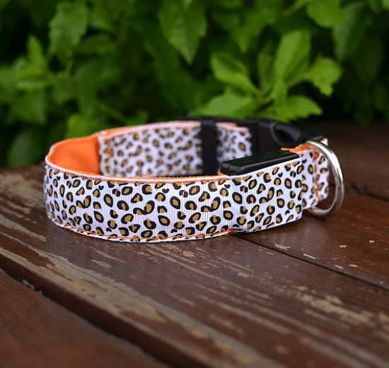 Led Dog Collar Safety Adjustable Nylon Leopard Pet Collar - Dog Hugs Cat