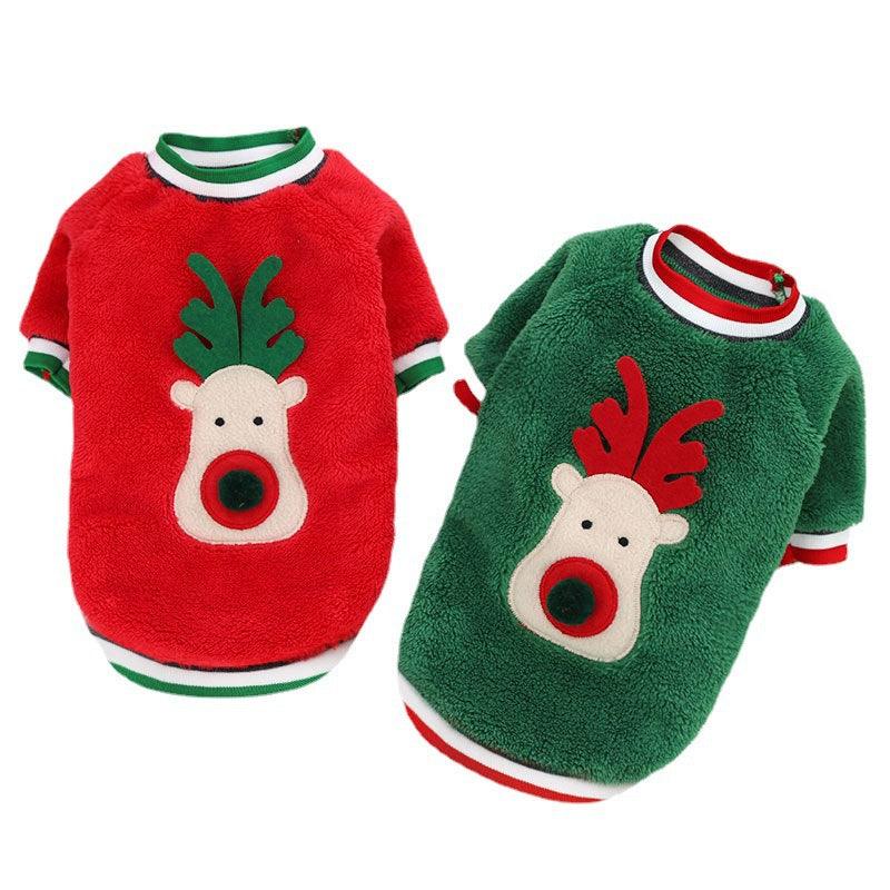 Christmas Costume Coral Fleece Dog Sweater - Dog Hugs Cat