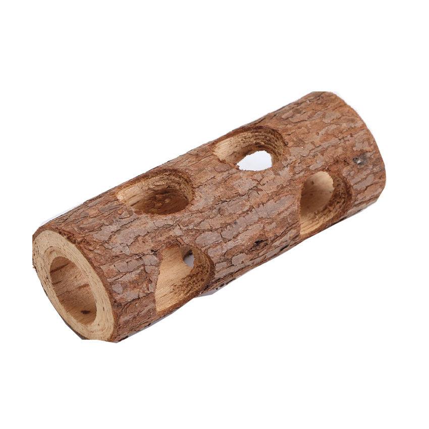 Hamster Wood Pipe Toy Tree Tube - Dog Hugs Cat