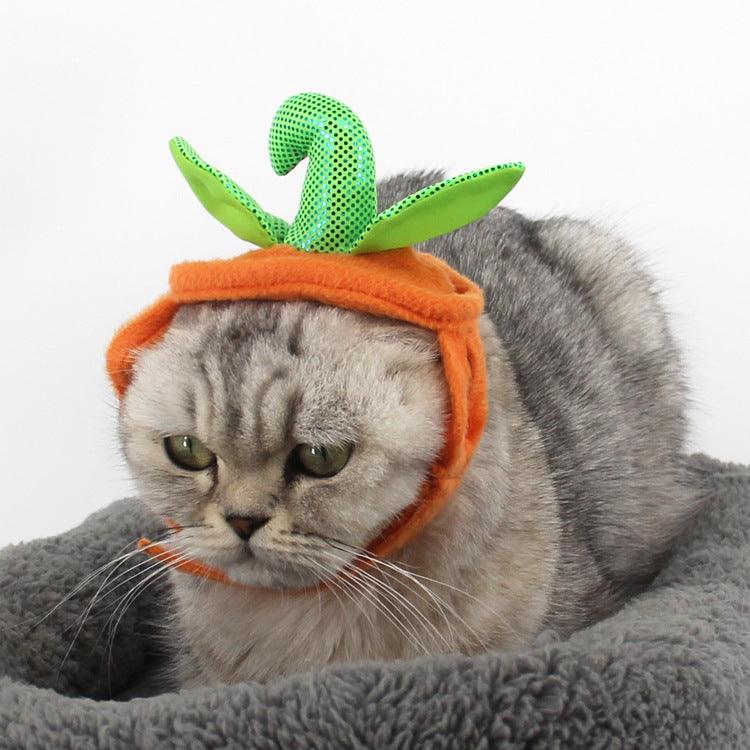 Halloween Pet Cats Costume Props Creative Pumpkin Shape Green Leaf Decoration Cosplay Clothing Holiday Garment Supplies - Dog Hugs Cat