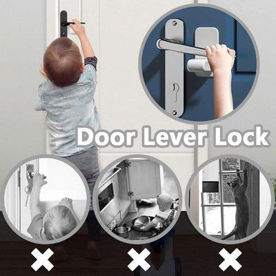 Door Lever Lock Child Pets Safety Lock Door Handle Fixed Anti-Theft For Door Children Safety Care Door Stops - Dog Hugs Cat