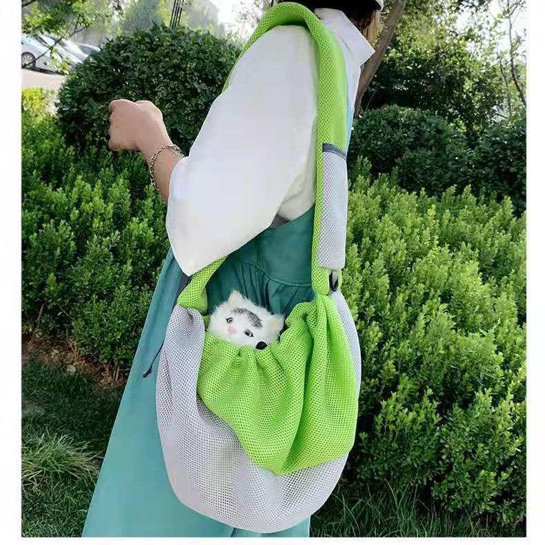 Cat And Dog Travel Portable Messenger Shoulder Bag Breathable Mesh - Dog Hugs Cat