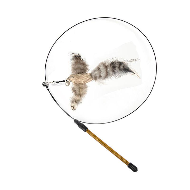 Cat Teaser Stick Can Replace The Head Steel Wire Feather Pole Can Replace Toys - Dog Hugs Cat