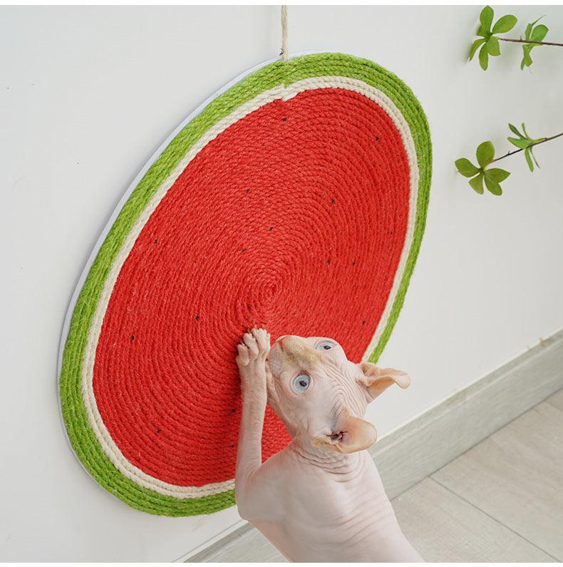 Cat Supplies Watermelon Cat Linen Mat Cat Daily Necessities Sisal Cat Claw Board - Dog Hugs Cat