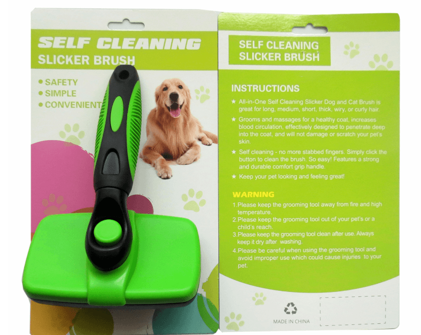 Pet Self Cleaning Slicker Brush - Dog Hugs Cat