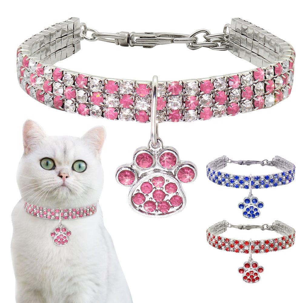 New Pet Collar Diamond Mixed Color Dogs And Cats Supplies Elastic Dogs And Cats Necklace Ornament - Dog Hugs Cat