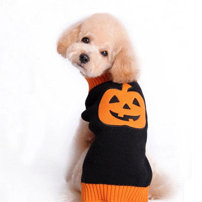 Pet Halloween Dog Knitted Pumpkin Sweater - Dog Hugs Cat