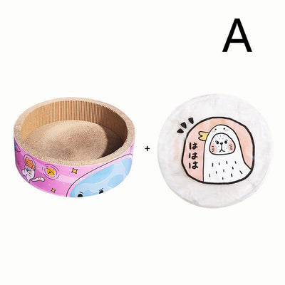Bowl-Shaped Cat Scratcher Cat Litter Grinding Claws Wear-Resistant Round - Dog Hugs Cat