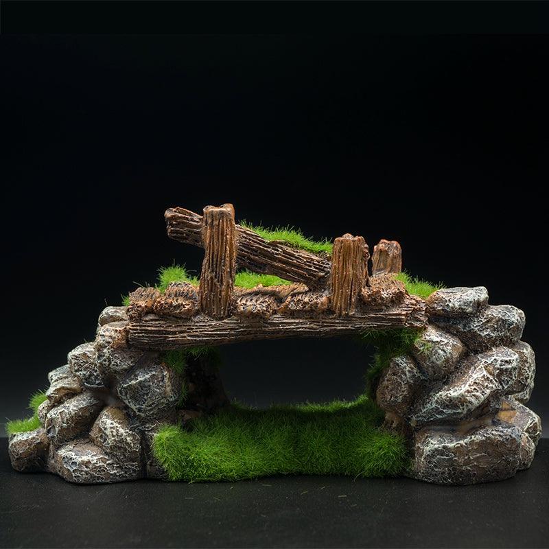 Flocking Resin Aquarium Made Of Landscape Stone Decoration - Dog Hugs Cat