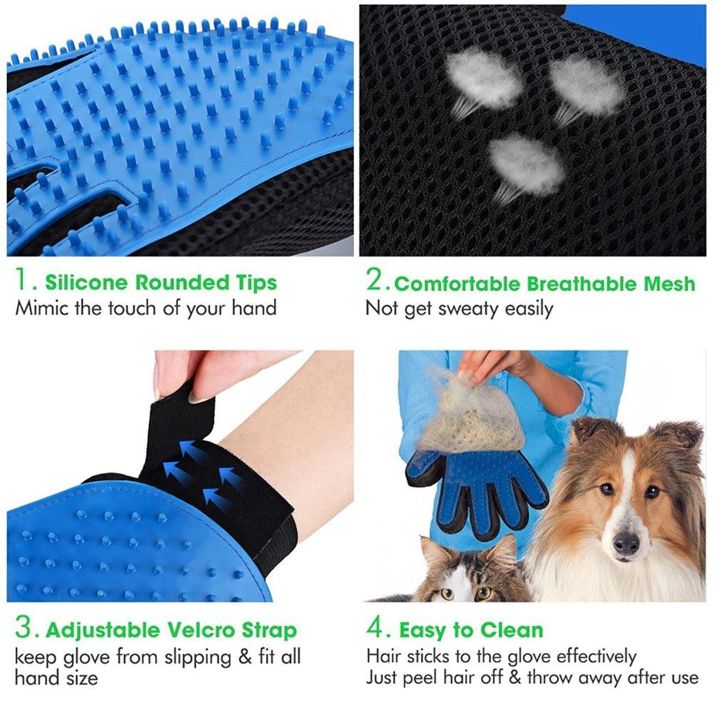 Cat Grooming Glove For Cats Wool Glove Pet Hair Deshedding Brush Comb Glove For Pet Dog Cleaning Massage Glove For Animal Sale - Dog Hugs Cat