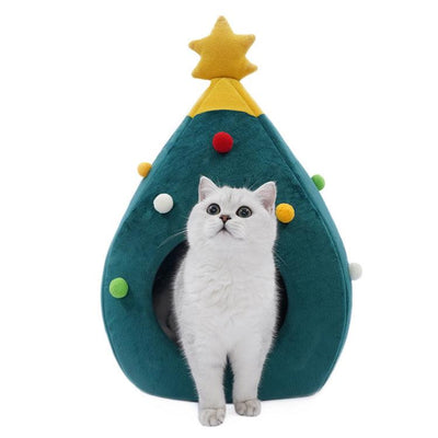 Pet Christmas Tree Cat Cat Bed Cat Mat Kennel Felt Litter Cat Supplies - Dog Hugs Cat