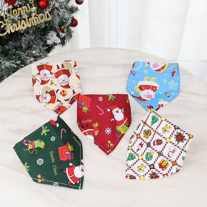 Pet Supplies Dogs Cats Christmas Cotton Printed Pet Dress Triangle Scarf - Dog Hugs Cat