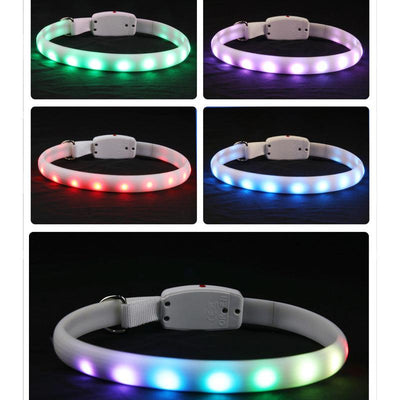 Usb Rechargeable Pet Dog Led Glowing Collar Pet Luminous Flashing Necklace Outdoor Walking Dog Night Safety Collar - Dog Hugs Cat