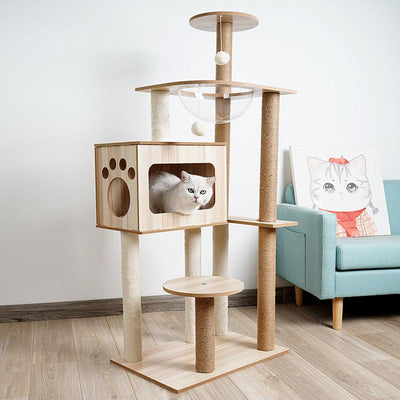 Cat Crawl Nest Scratching Board Tree Supplies Pet Toy Space Capsule - Dog Hugs Cat