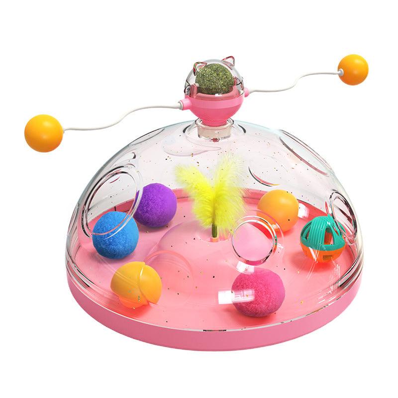 Meows Windmill Funny Cat Toys Interactive Multifunctional Turntable Pet Educational Toys With Catnip Luminous Ball Pinwheel Toys Pet Products - Dog Hugs Cat