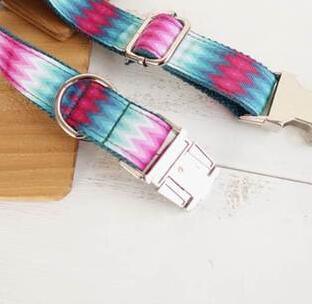 Pattern Dog Collar Color Ribbon Traction Set - Dog Hugs Cat