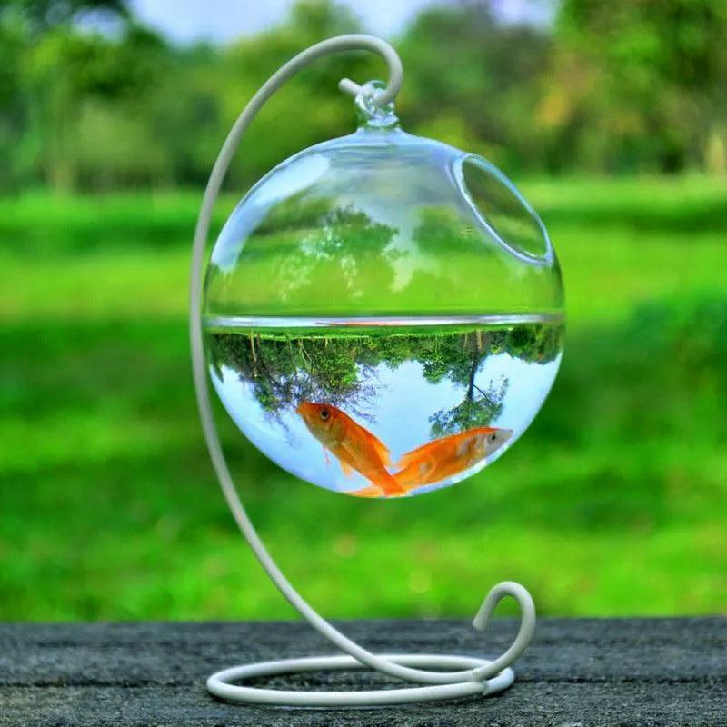 Hanging Glass Vase Fish Tank - Dog Hugs Cat