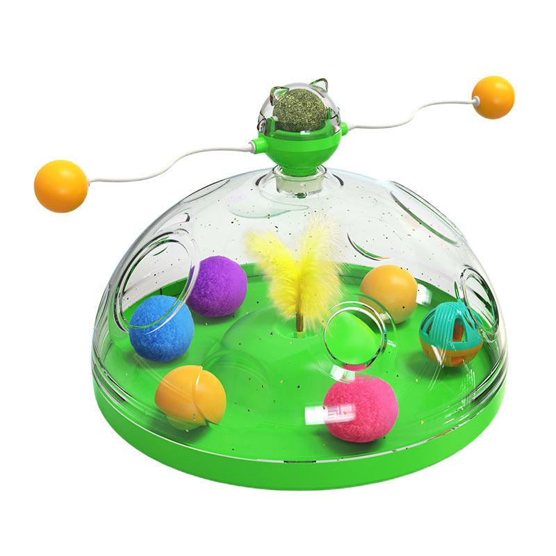 Meows Windmill Funny Cat Toys Interactive Multifunctional Turntable Pet Educational Toys With Catnip Luminous Ball Pinwheel Toys Pet Products - Dog Hugs Cat