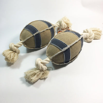 Linen Cotton Rope Dog Toys Bite Resistant Rugby Training - Dog Hugs Cat