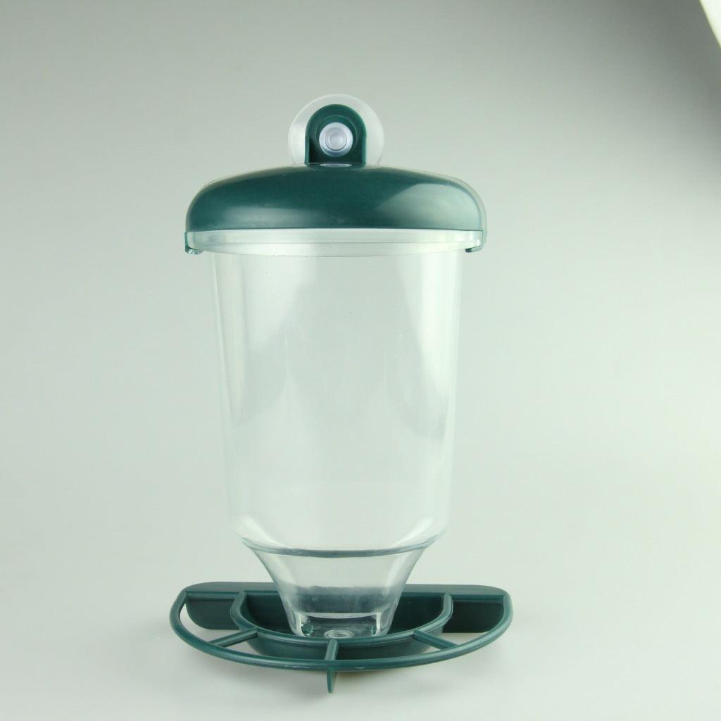 Transparent Plastic Suspension Type Automatic Bird Feeder With Cover - Dog Hugs Cat