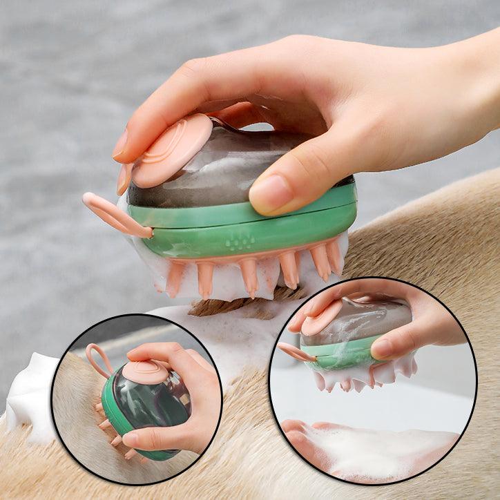 New 2 In 1 Pet Cat Dog Cleaning Bathing Massage Shampoo Soap Dispensing Grooming Brush Pets Supplies - Dog Hugs Cat